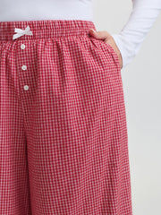 Checkered Lace Buckle Detail Lounge Bottoms