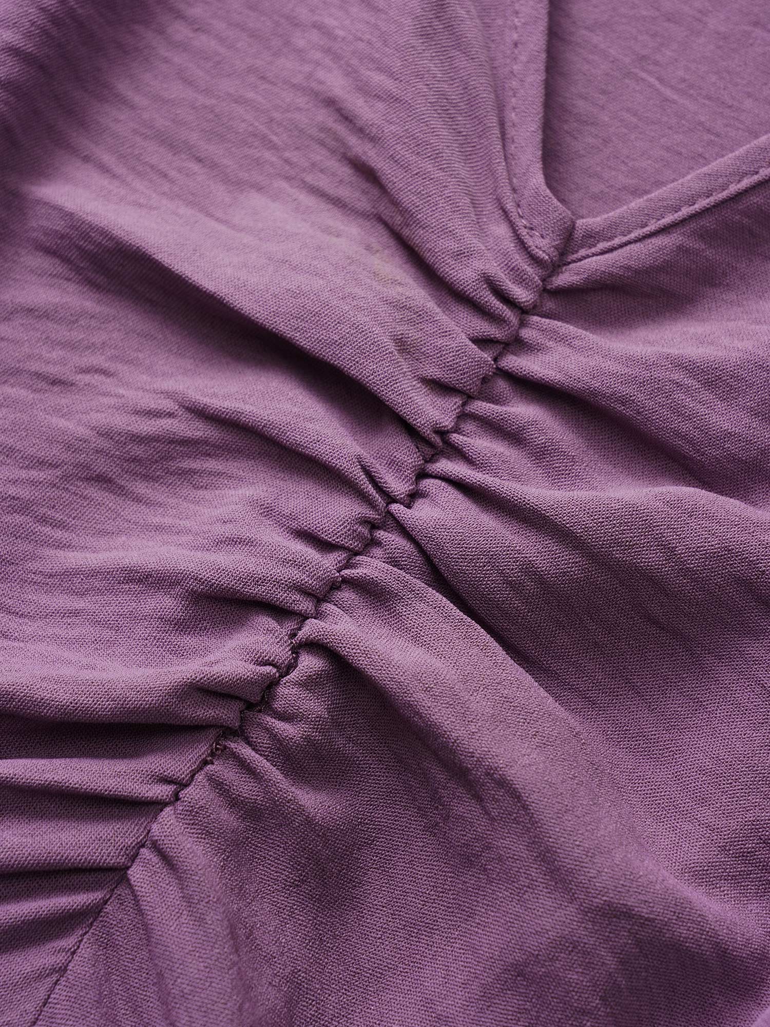 Solid Ruched Raglan Sleeve Layered Hem Dress