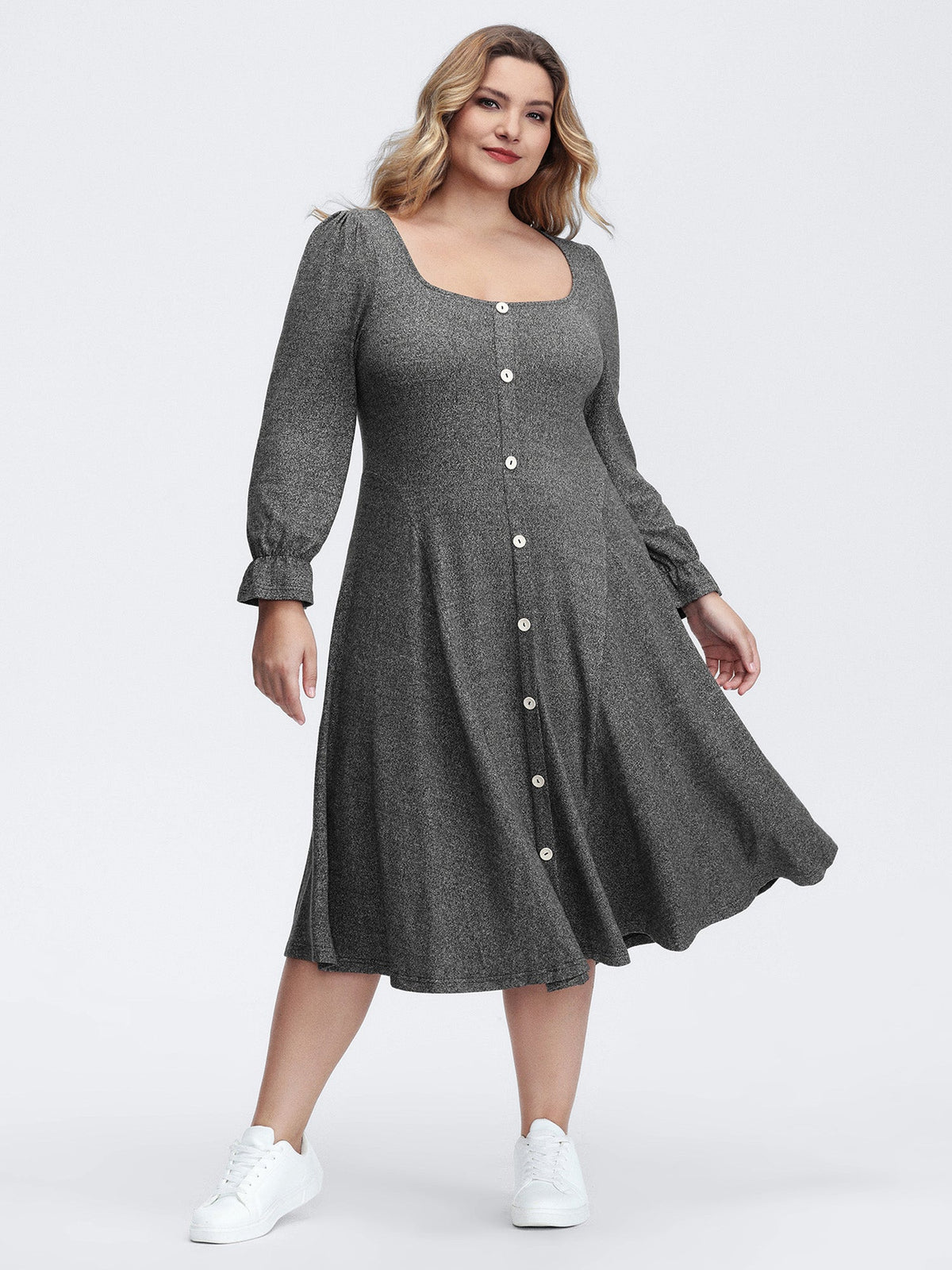 Supersoft Stretchy Waist-Defining Knit Midi Dress