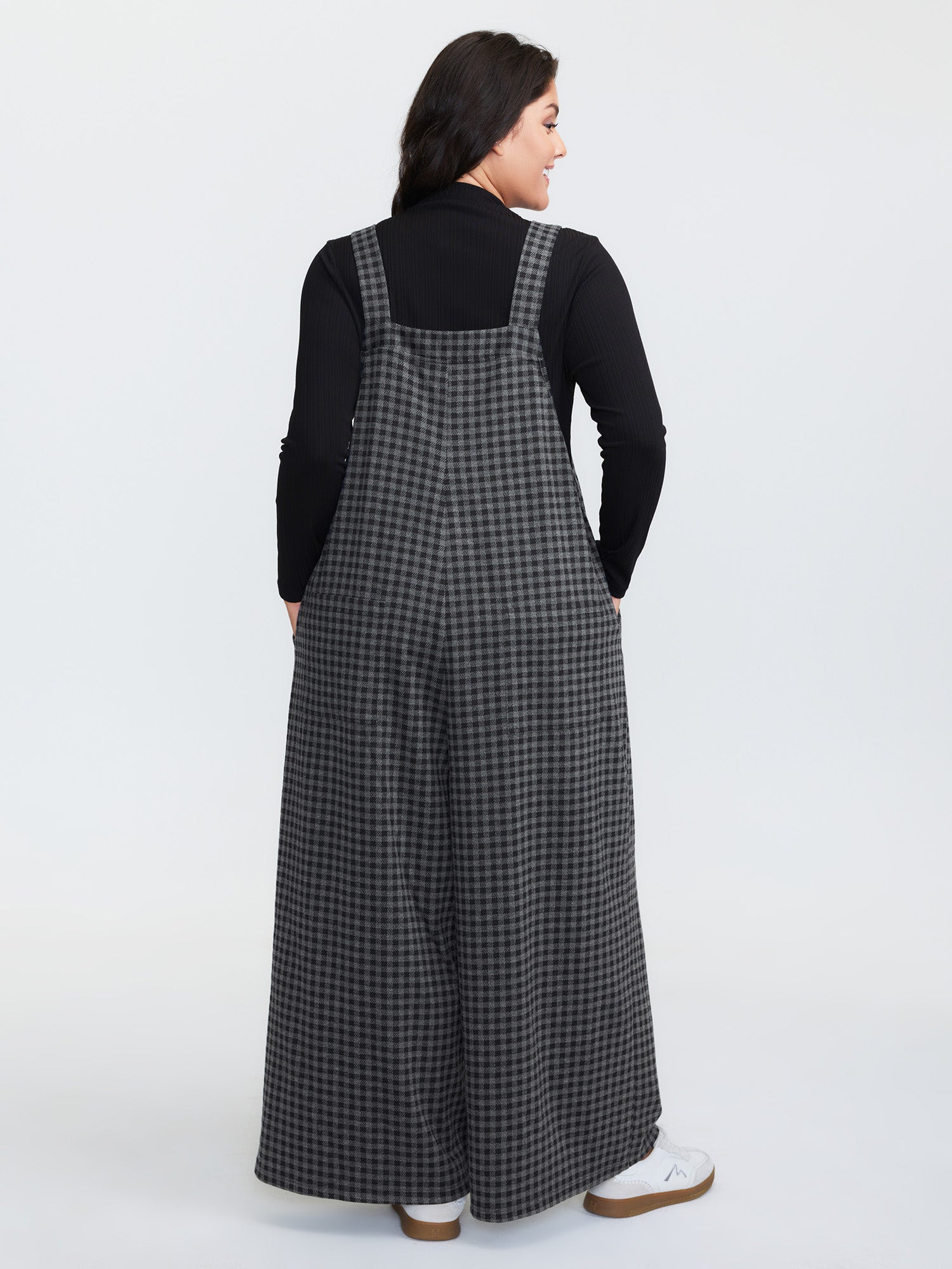 Checkered Pattern Pleated Jumpsuit