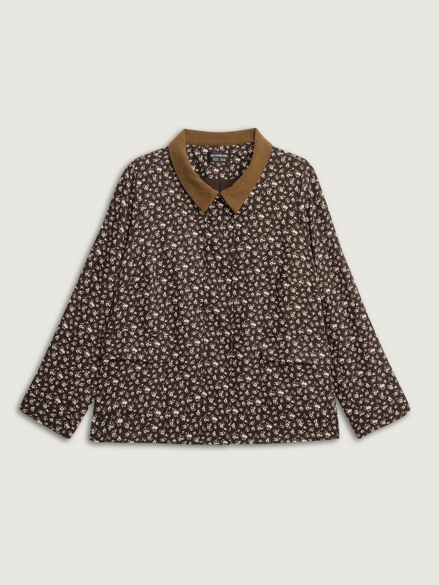 Floral Print Contrast Collar Jacket