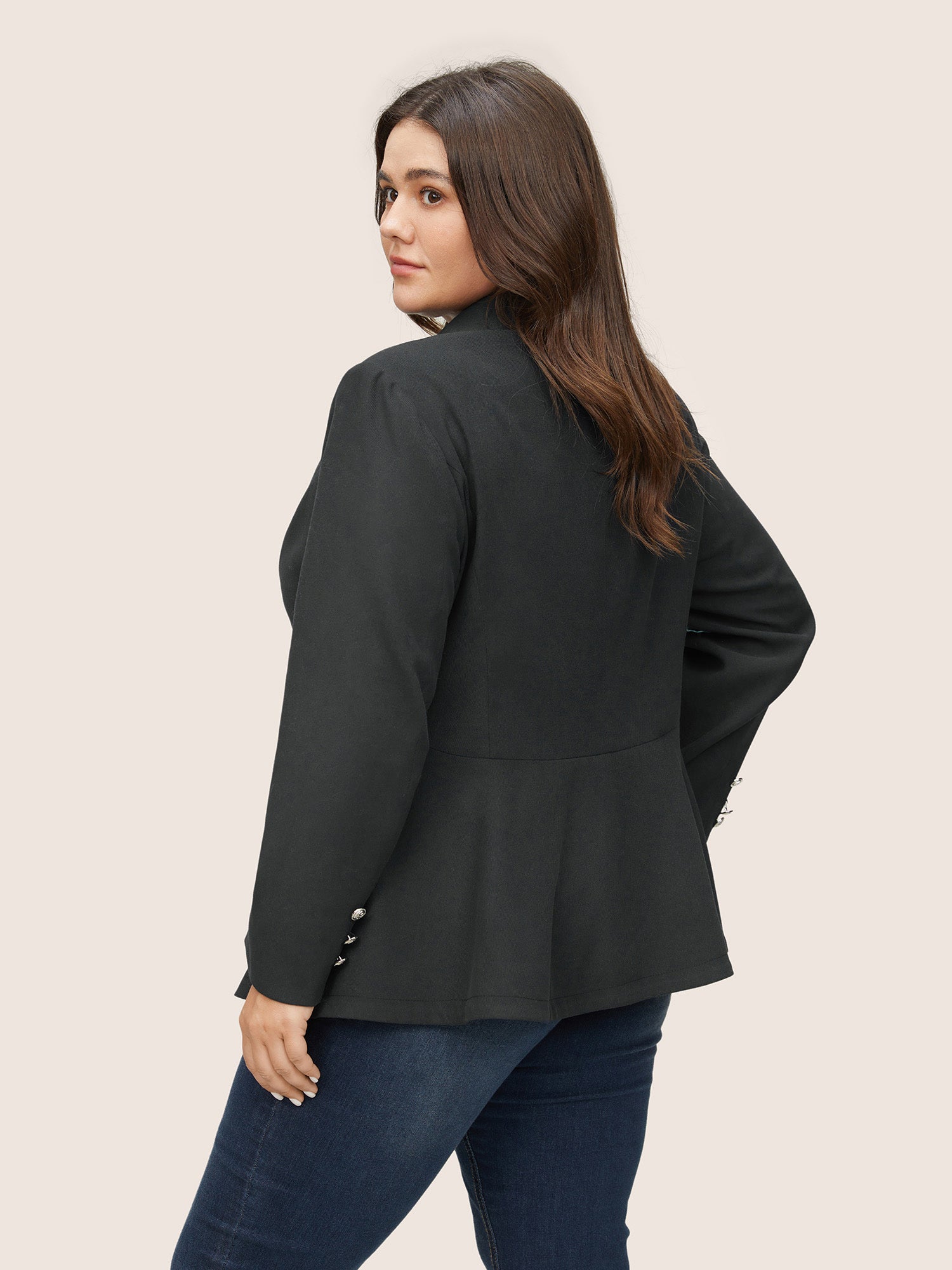 Suit Collar Double Breasted Metal Detail Blazer