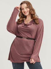 Plain Cowl Neck Long Tee