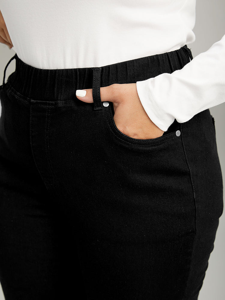 Black Wash Pocket Flare Leg Jeans