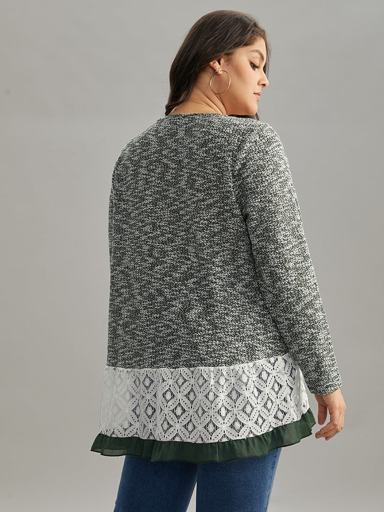 Heather Guipure Lace Round Neck T-shirt