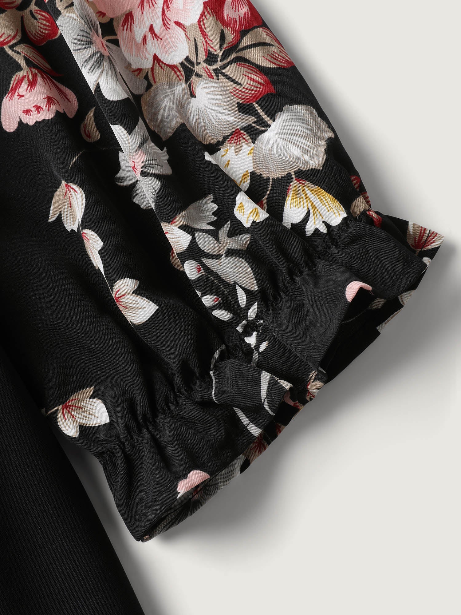 Floral Contrast Belted Wide-Leg Jumpsuit