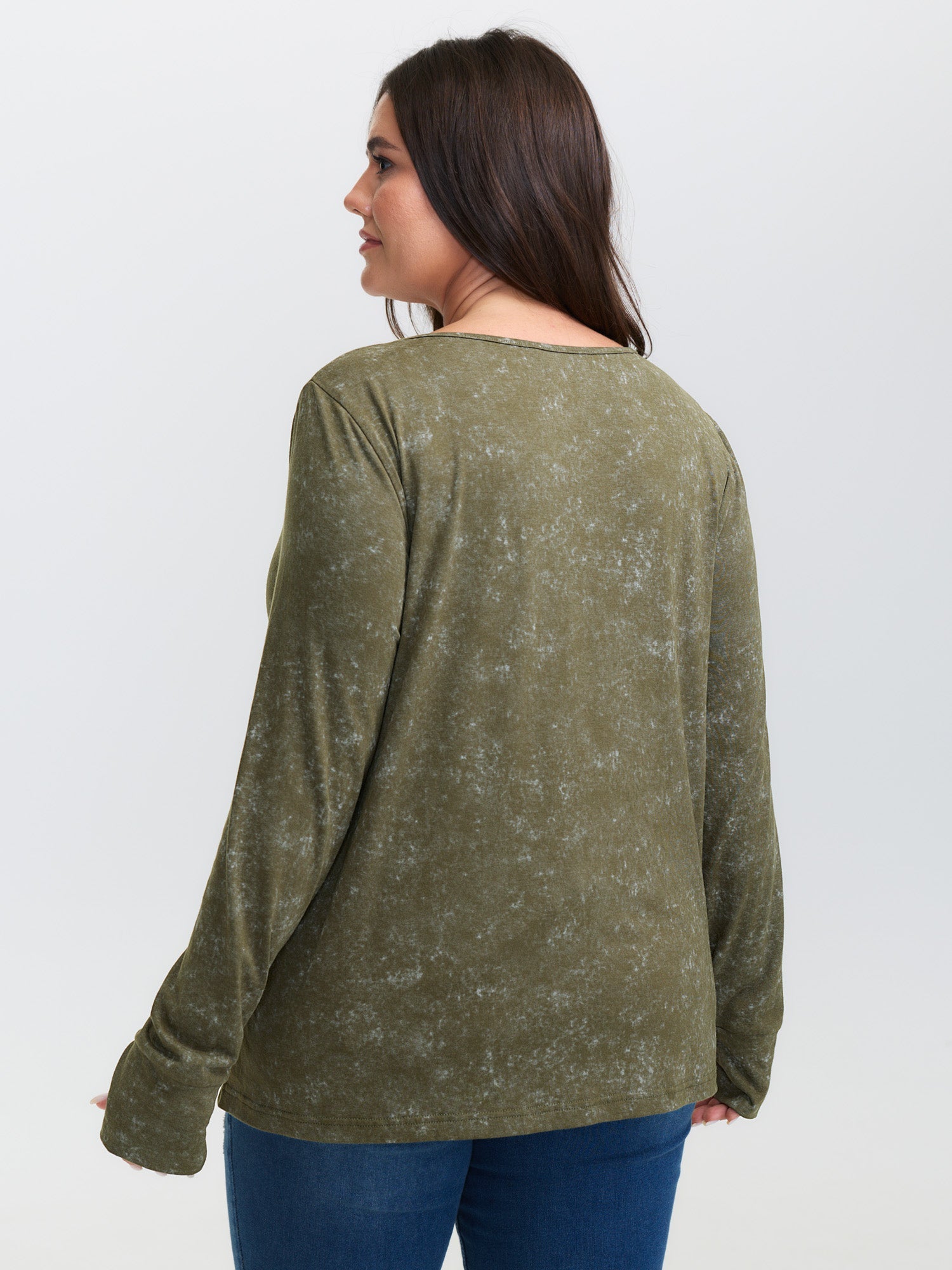 Snowflake Effect Button Detail T-Shirt