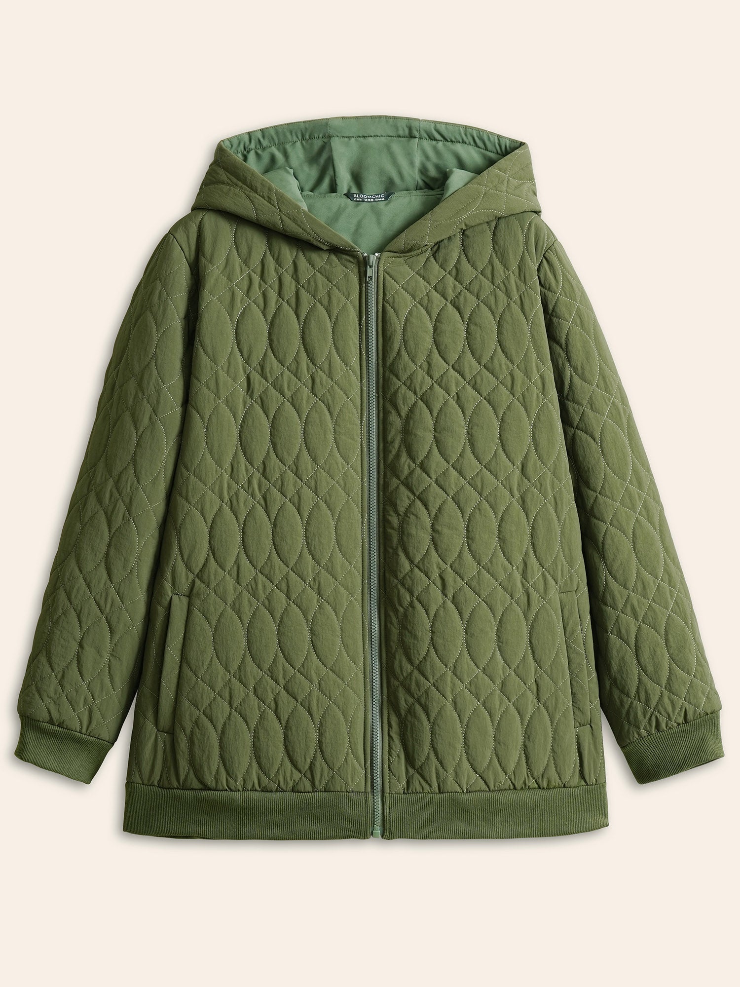 Solid Pocket Texture Lined Quilted Jacket