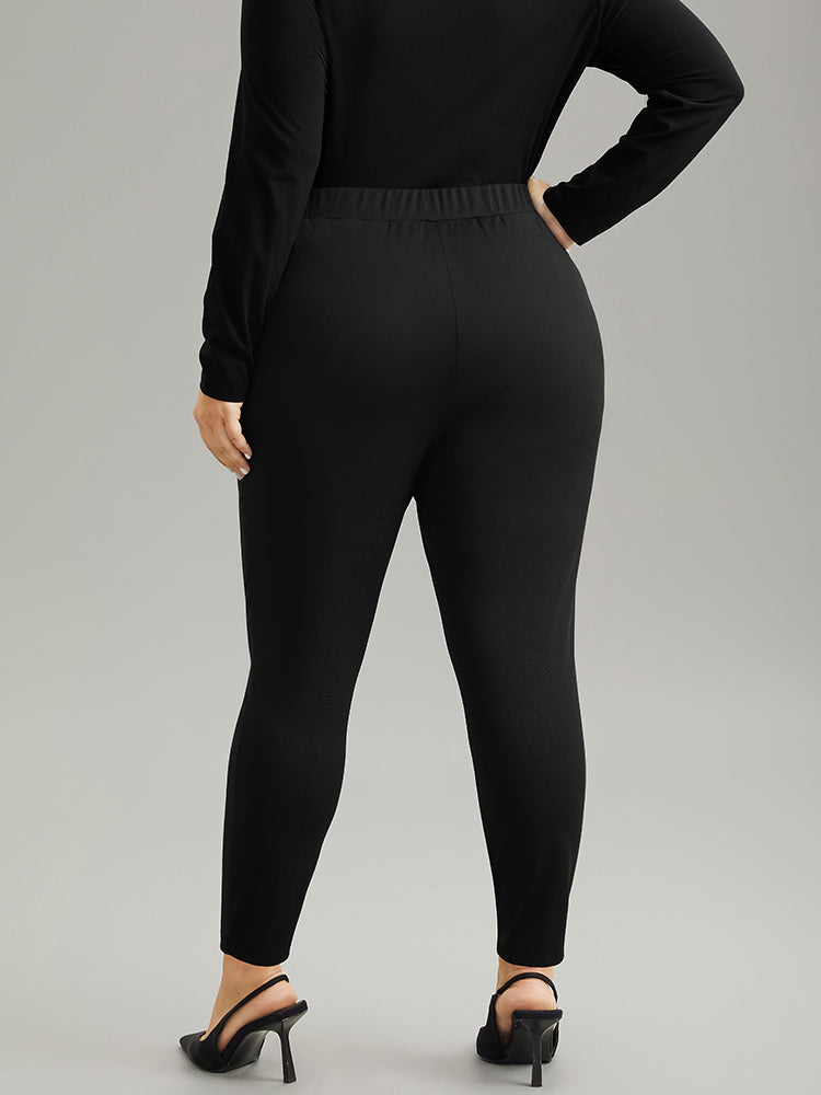 Plain Buckle Detail Slant Pocket Pants