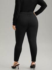 Plain Buckle Detail Slant Pocket Pants