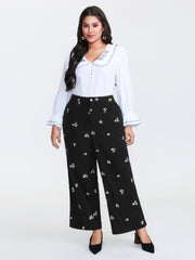 Floral Print Slit Hem Flared Pants