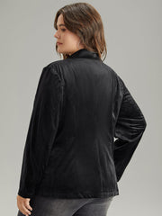 Velvet Buckle Detail Pocket Suit Collar Blazer