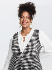 2-In-1 Houndstooth Wide-Leg Jumpsuit