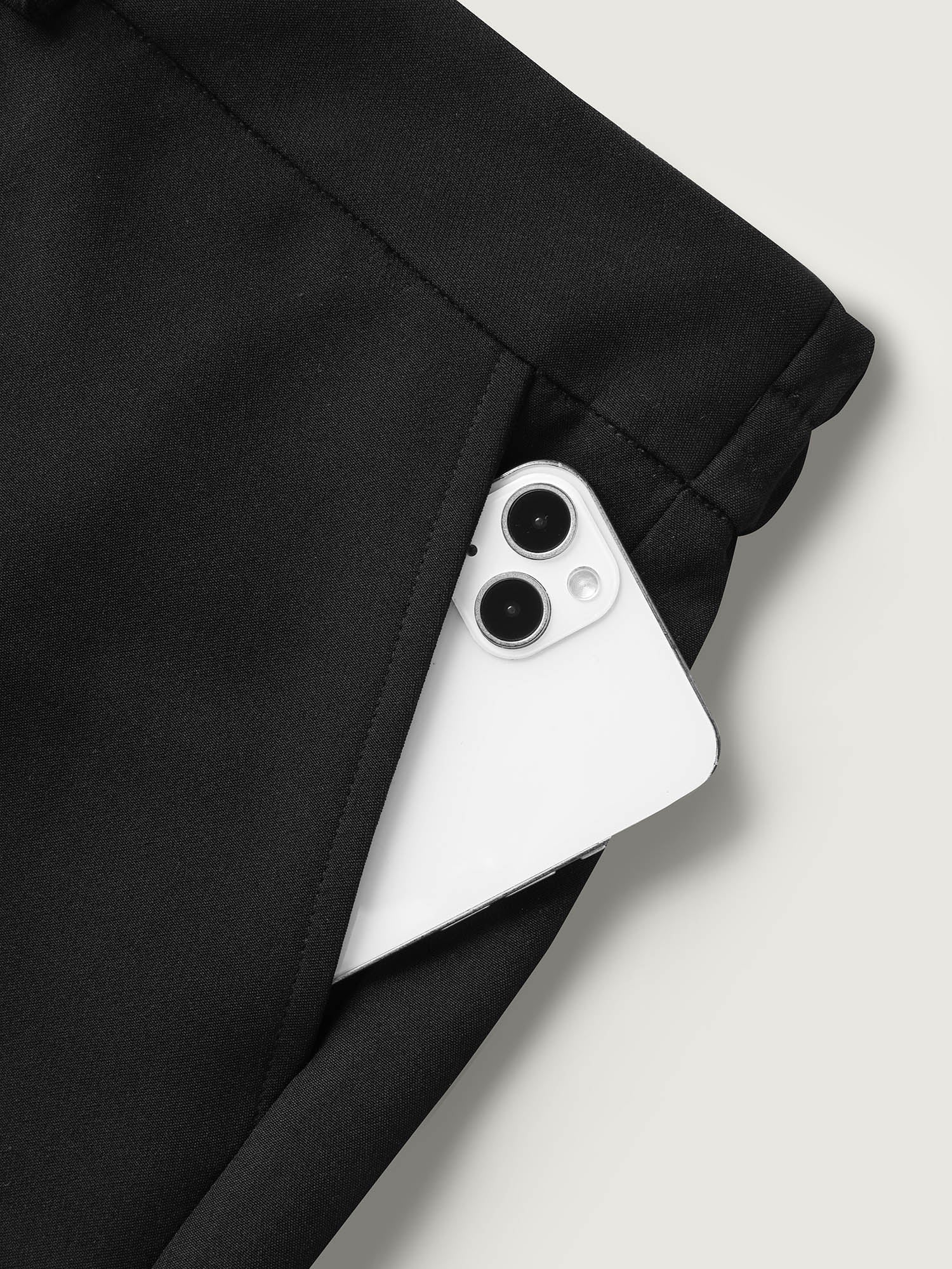 Pin Tuck Straight-Leg Shorts