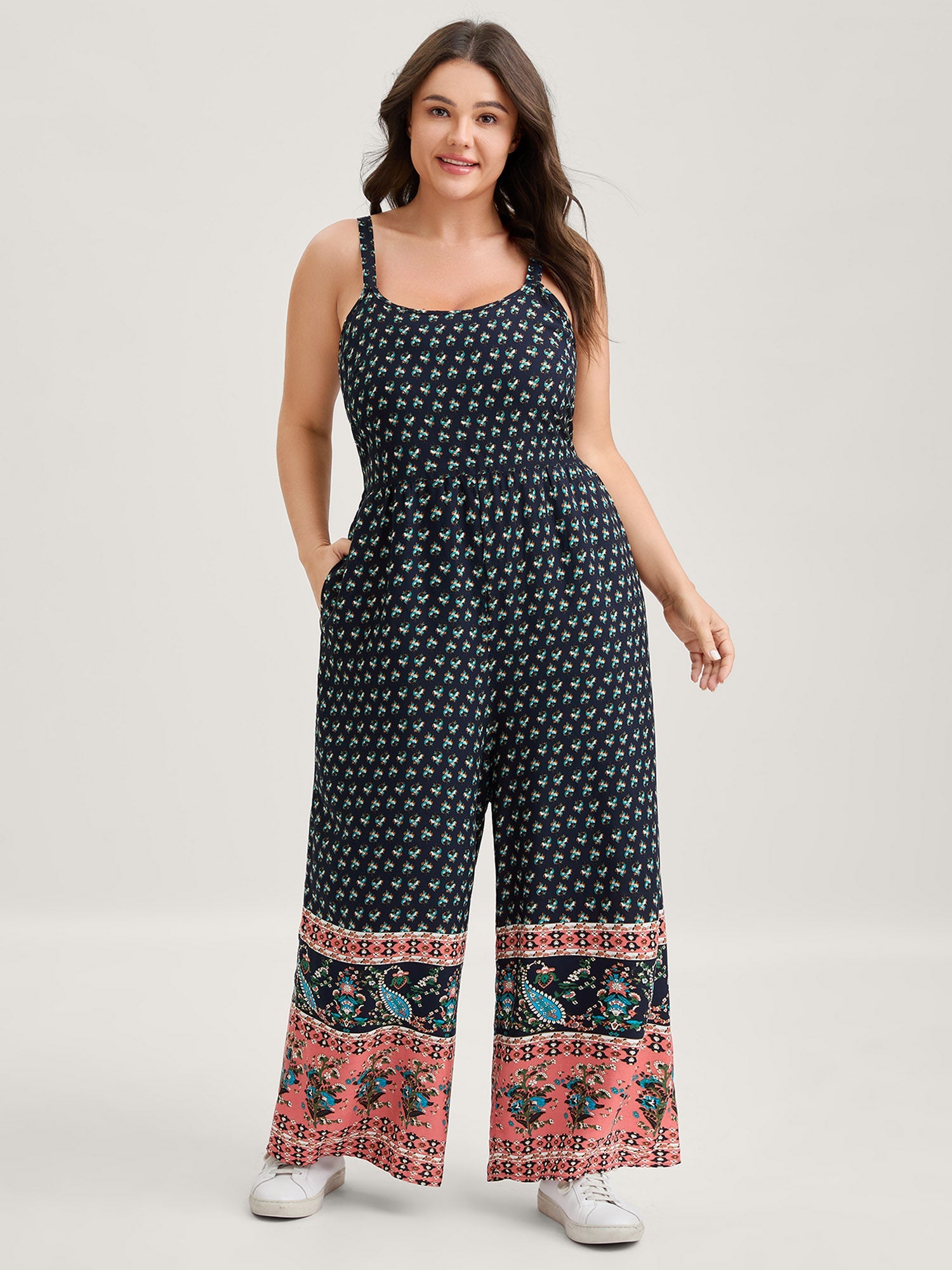 Boho Contrast Cami Wide-Leg Jumpsuit