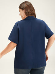 Plain Button Through Flap Pocket Suit Collar Blazer