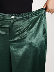Satin Button Detail Straight-Leg Pants