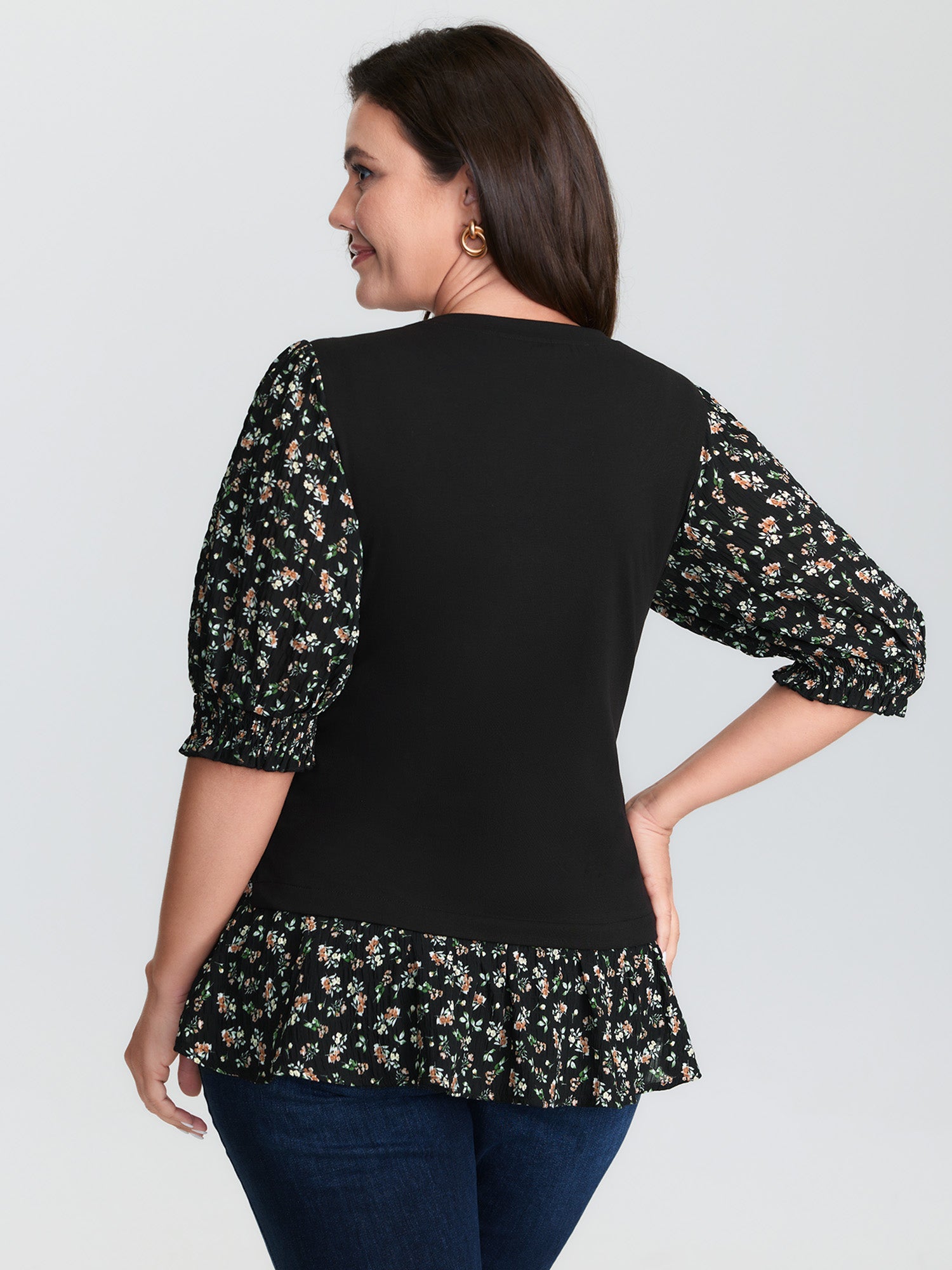 2-in-1 Floral Print Knit Top