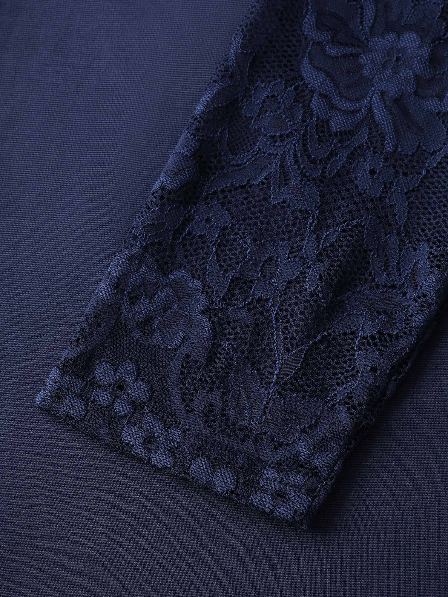 Sheer Lace Trim Belted Pockets Jumpsuit