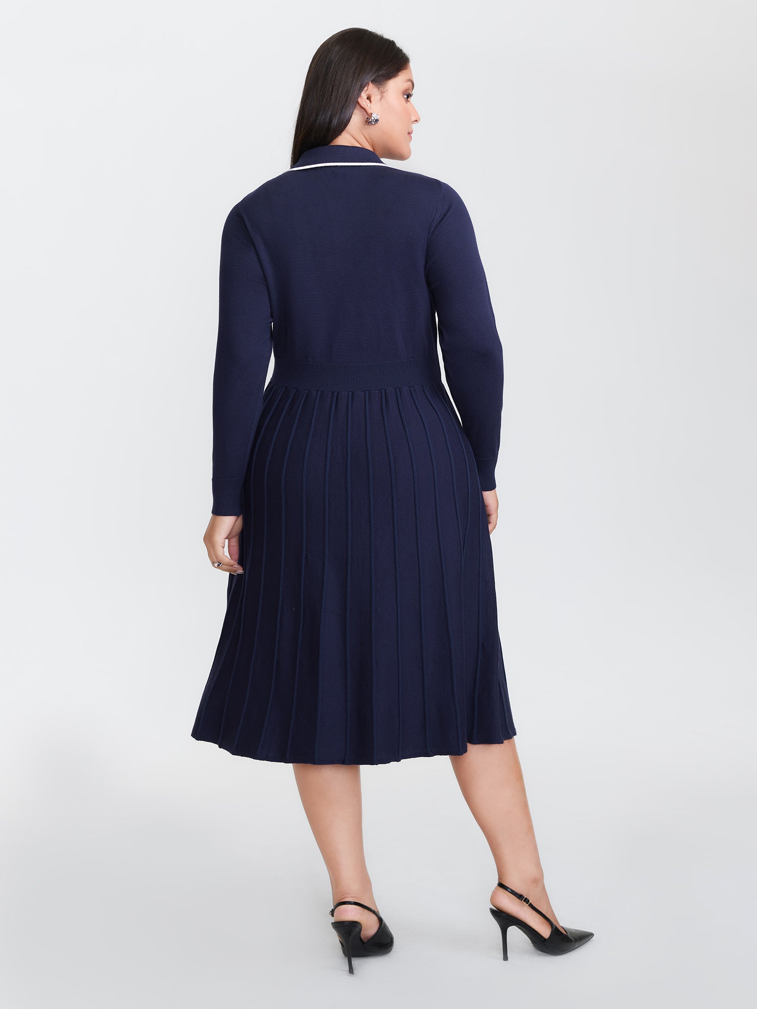Supersoft Textured Polo Collar Sweater Dress