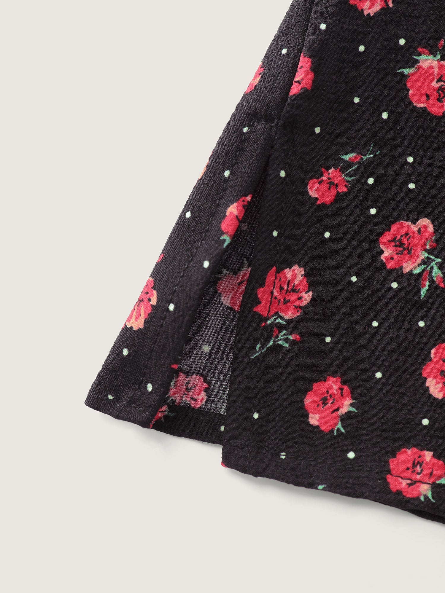 Shirred Ruffled Collar Floral Blouse