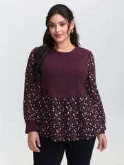 2-in-1 Floral Ribbed Knit Top