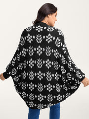 Floral Pattern Cloak-Style Cardigan