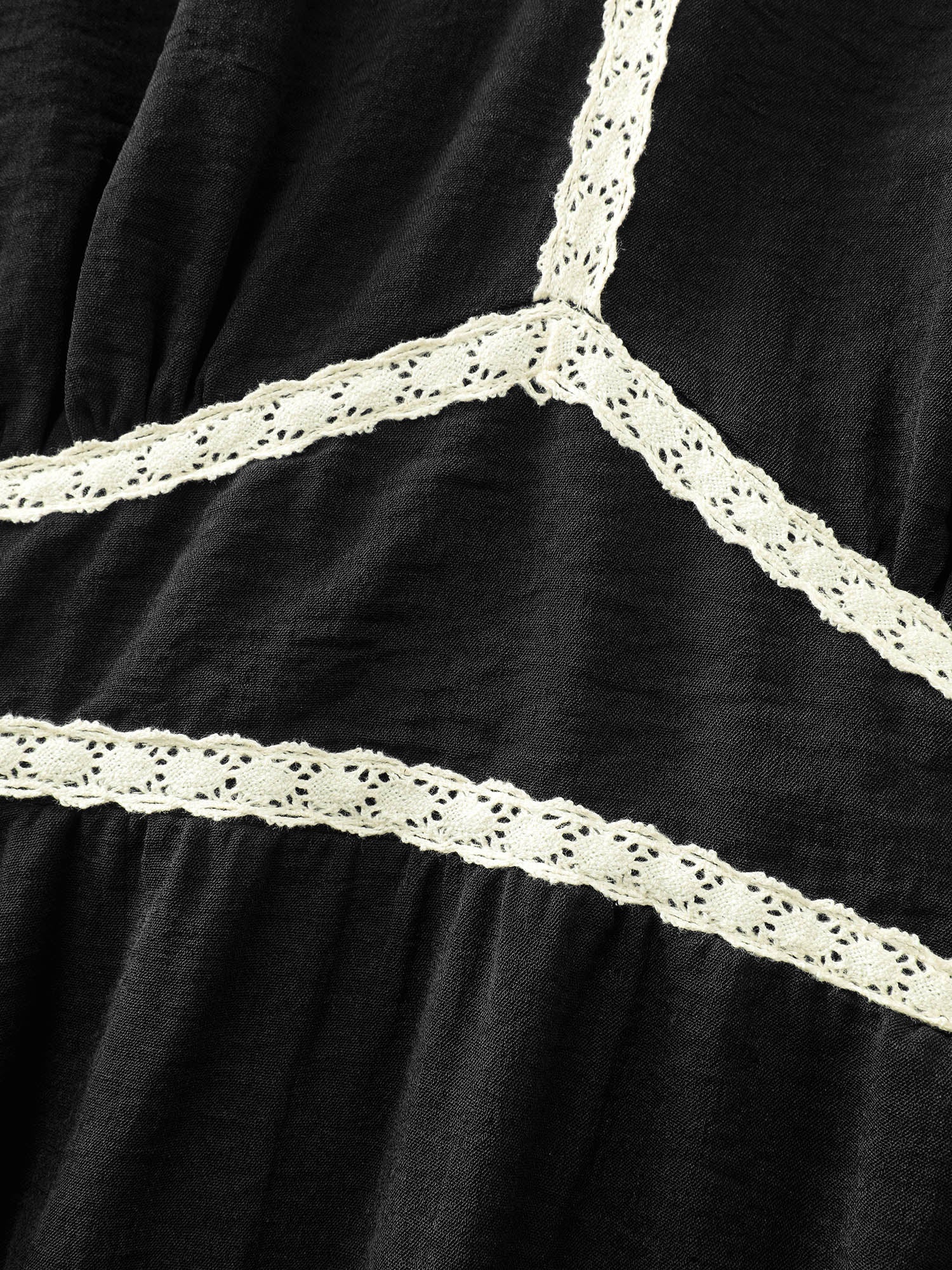 Shirred Waist V-Neck Contrast Midi Dress