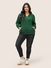 Solid Quilted Kangaroo Pocket Hooded Sweatshirt