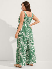 Floral Print Gathered Back Cami Jumpsuit