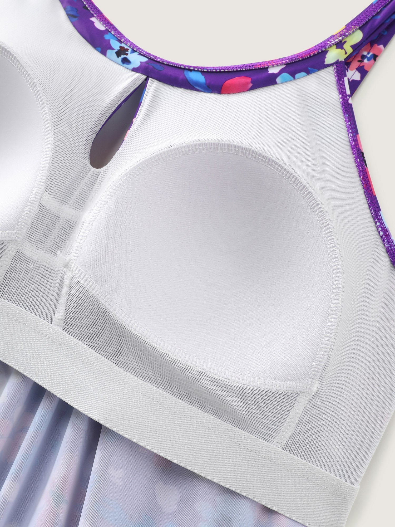 Floral Print Keyhole Pockets Swim Romper