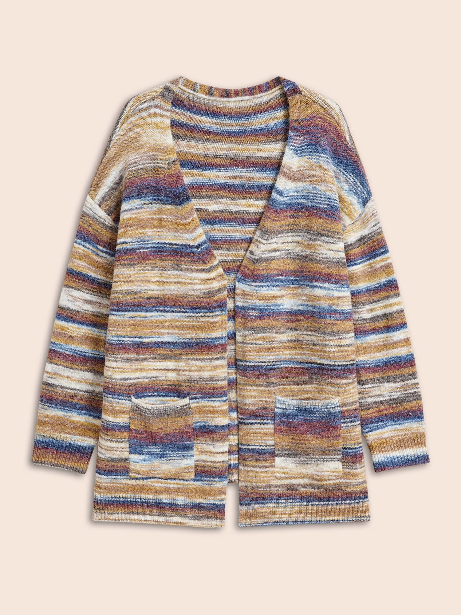 Heather Contrast Open Front Pocket Cardigan