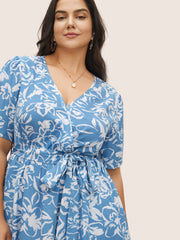 Silhouette Floral Print Pocket Wrap Belted Dress