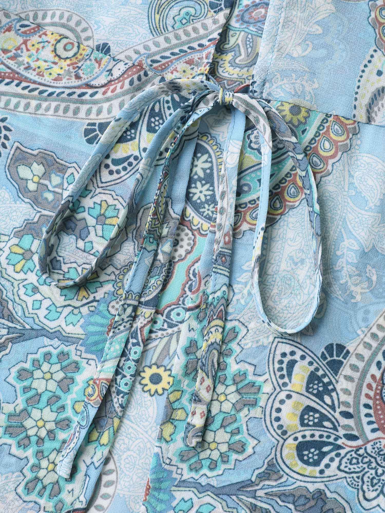 Paisley Print Sheer Tied Kimono Cardigan