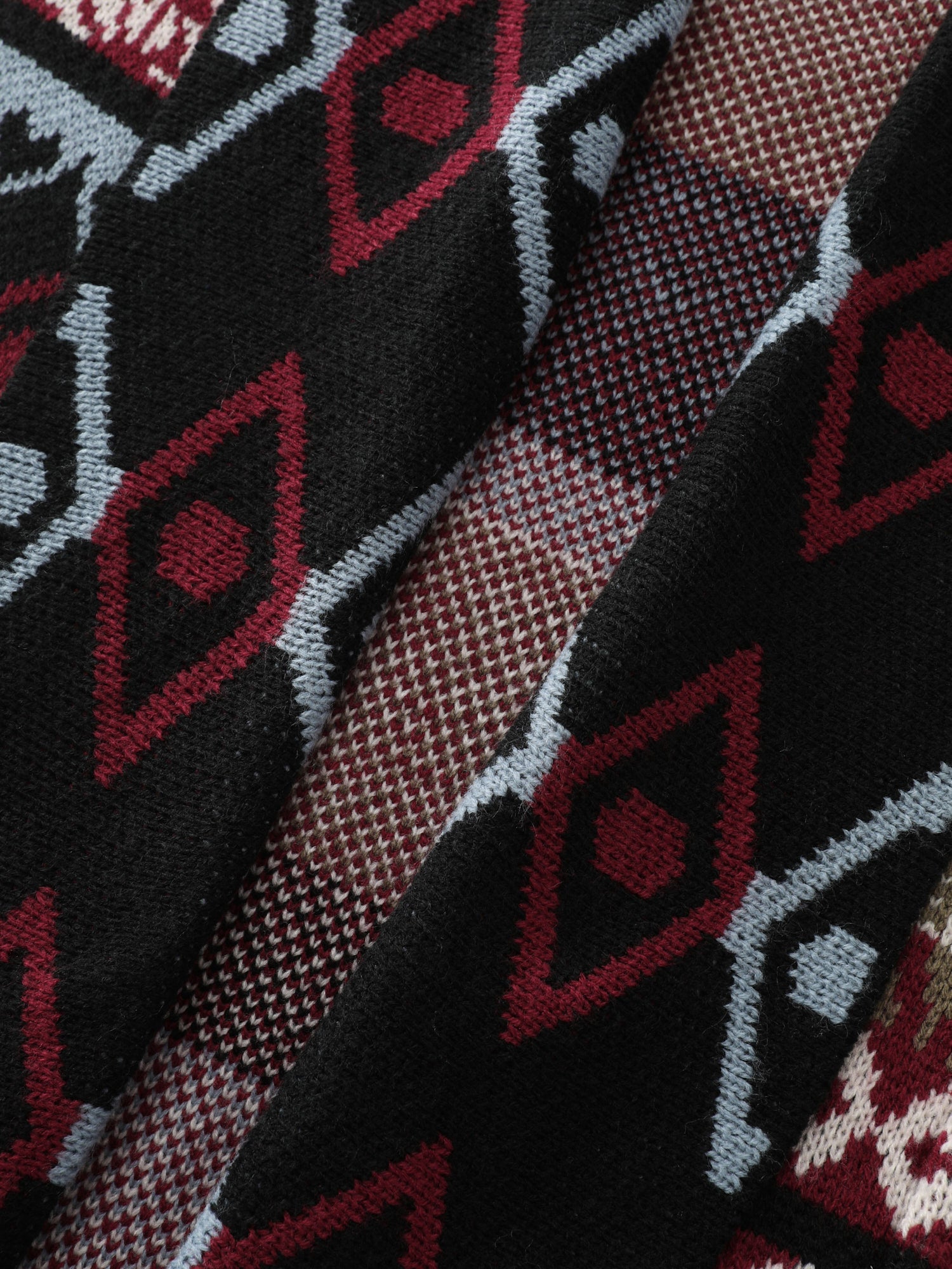 Fair-Isle Pattern Jacquard Fringes Knit Cardigan