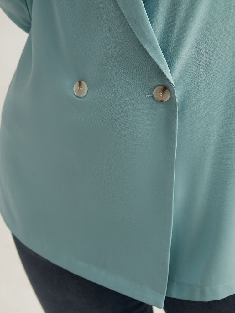 Solid Double Breasted Lapel Collar Blazer