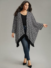 Halloween Geometric Tassel Trim Dolman Sleeve Kimono