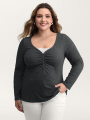 2-In-1 Lace Patchwork Ruched T-Shirt