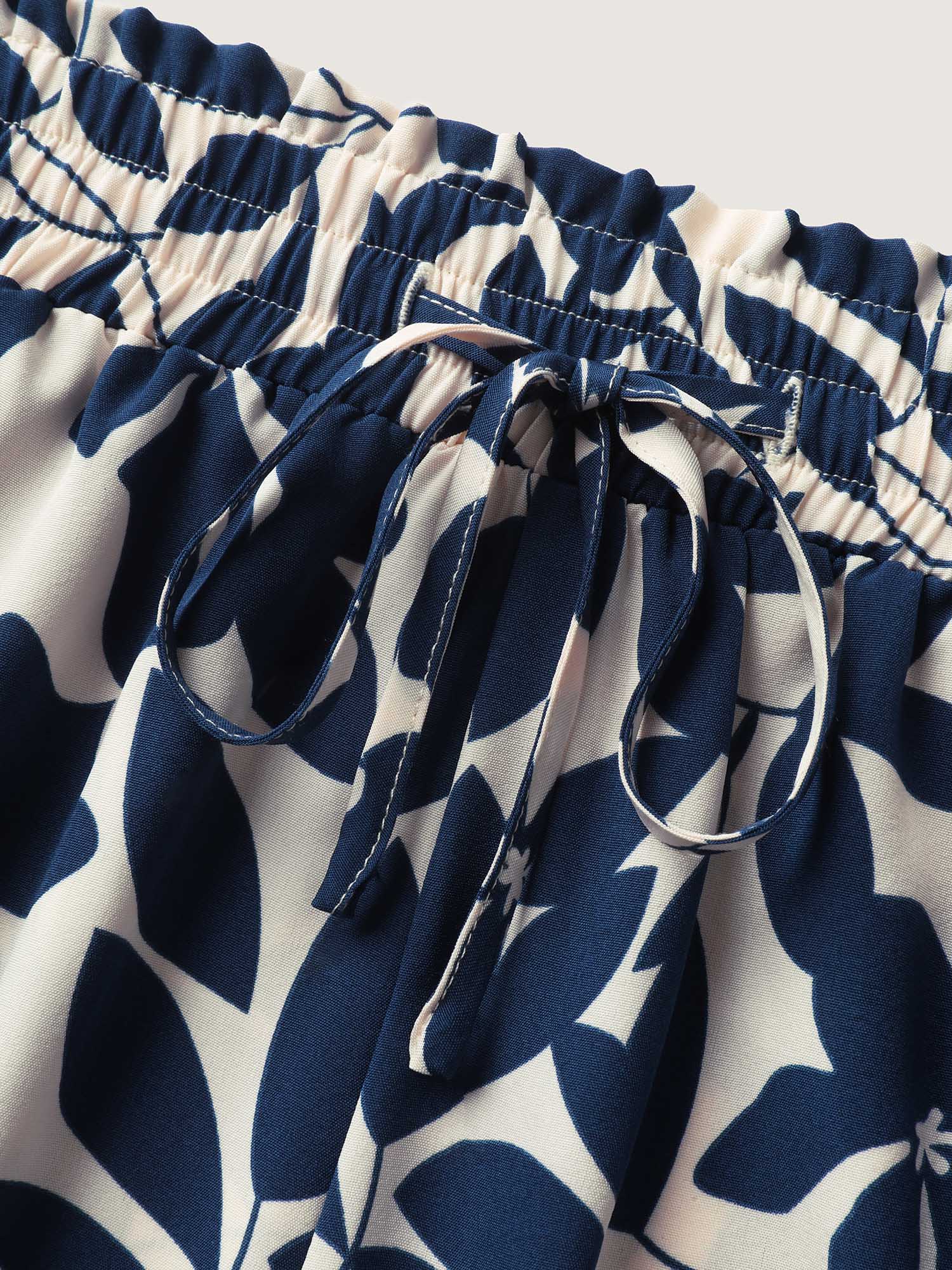 Silhouette Flower Waist-Tie Jogger Pants