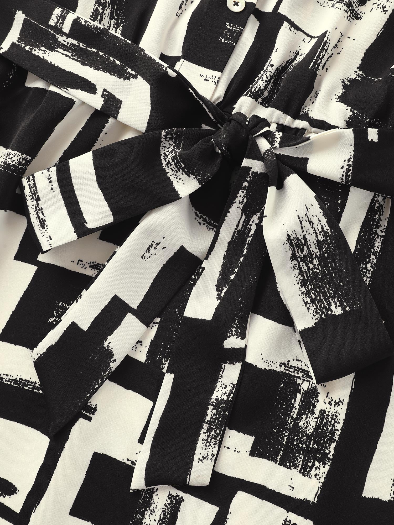 Shirt Collar Colorblock Contrast Midi Dress