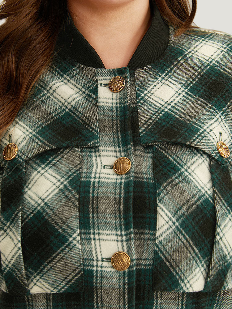 Halloween Plaid Pocket Button Up Contrast Patchwork Jacket