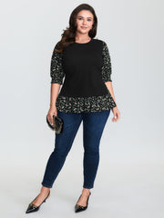 2-in-1 Floral Print Knit Top