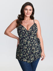 Floral Print Side-Tie Rayon Tank Top