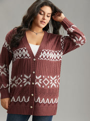 Bandana Print Eyelet Metal Button Fly Cardigan