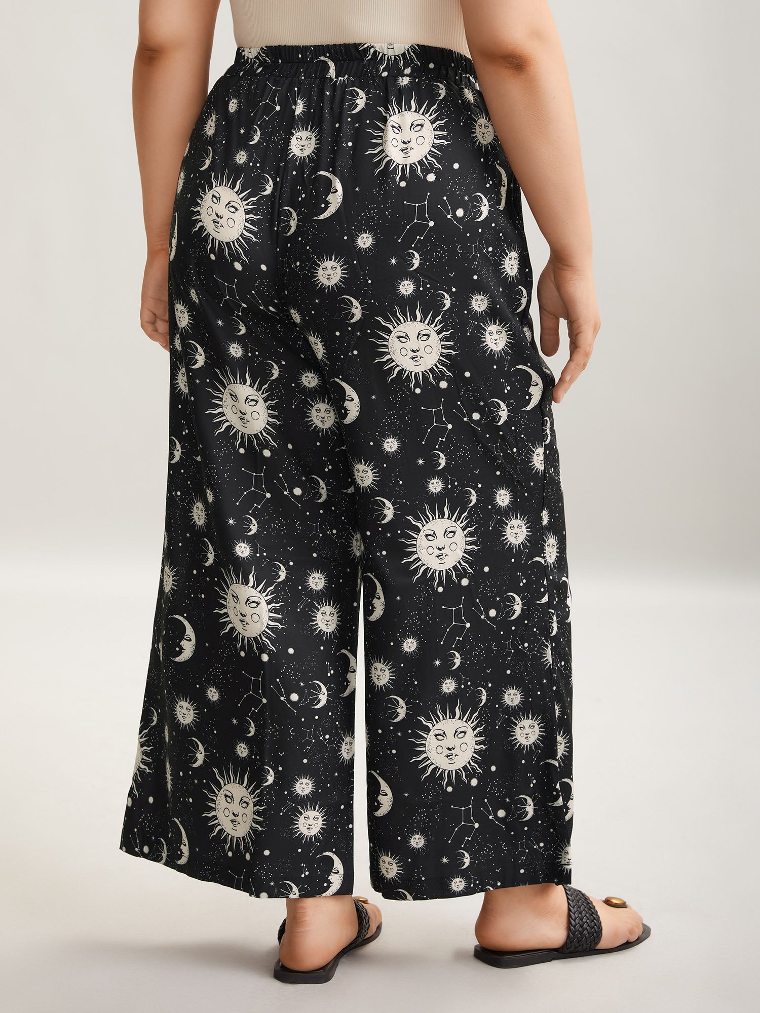 Silhouette Floral Print Ties Side Seam Pocket Pants