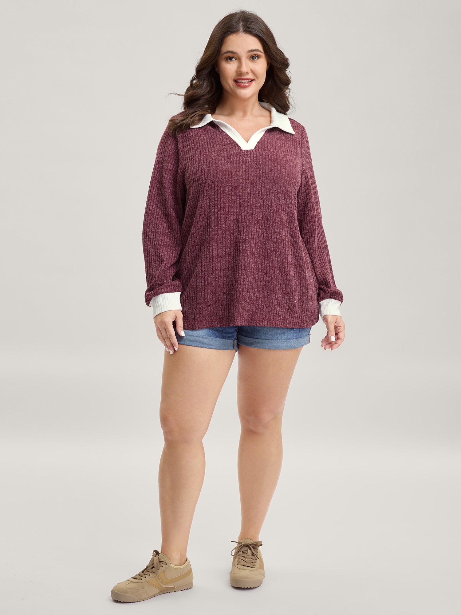 2-in-1 Collar Color Contrast Sweatshirt