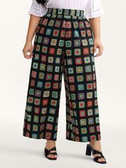 Floral Collage Colorful Wide-Leg Pants