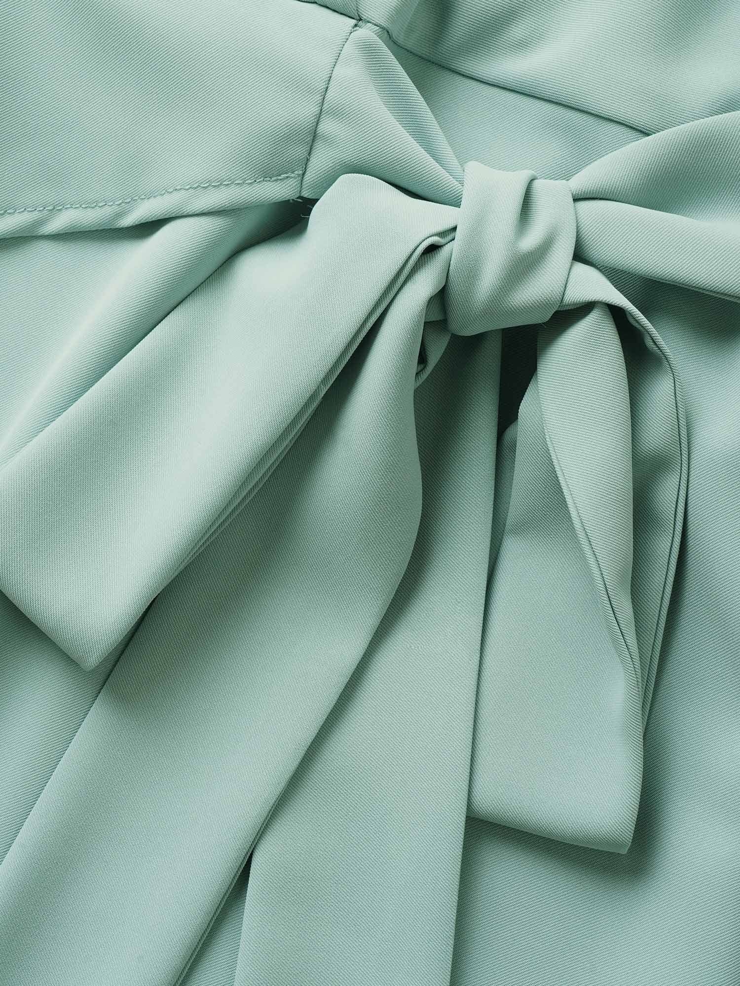 Static-Free Overlap Collar Pleated Tie Knot Dress