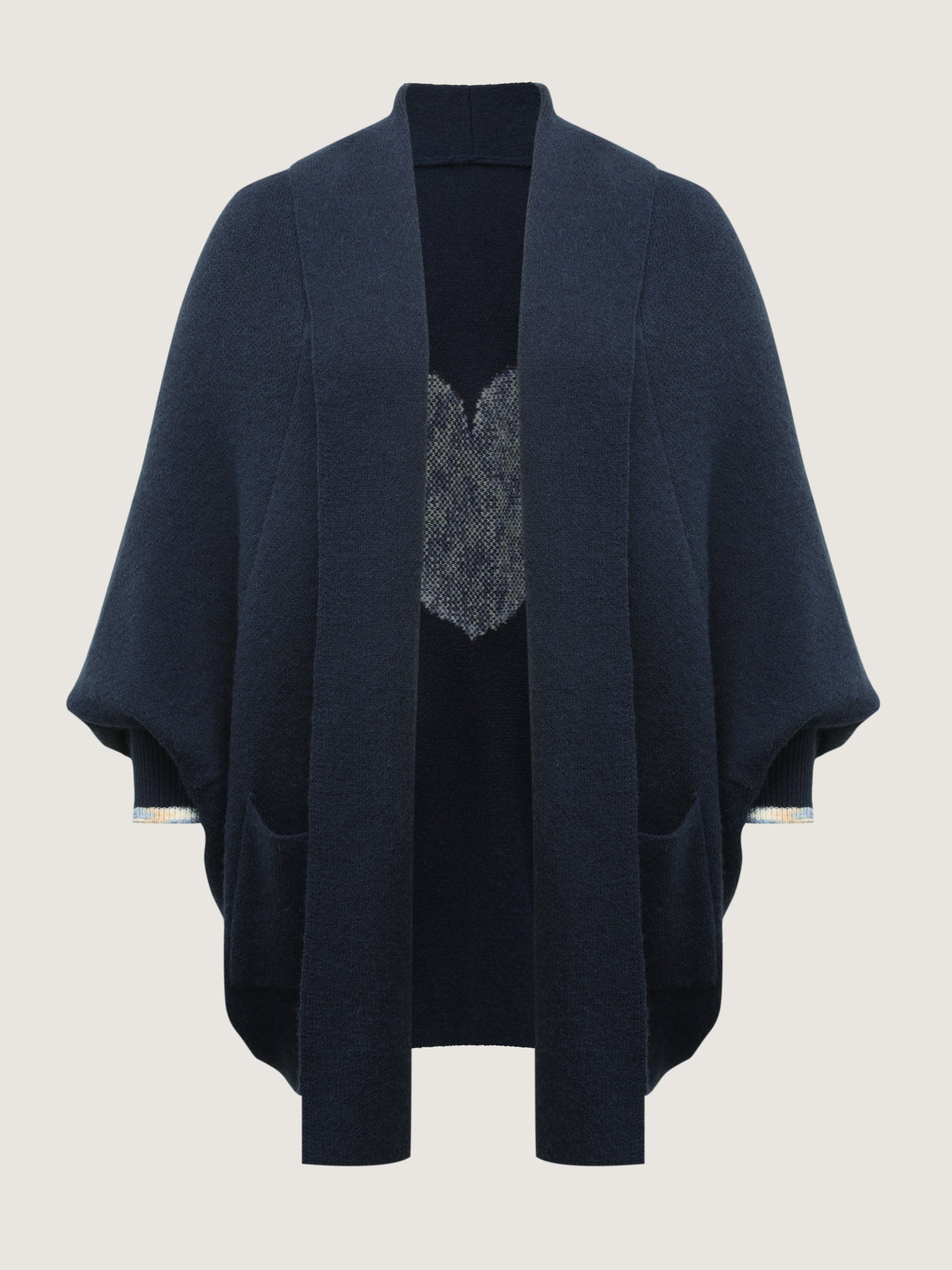 Heart Pattern Flowy Front-Open Knit Cardigan