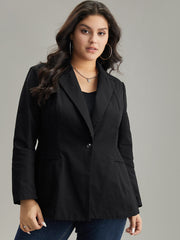 Plain Gathered Suit Collar Button Fly Blazer